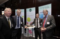 From left: Bernd Gohlke (Metsa Board) with Klaus Wolf, Stefan Müller and Wilfried Schmahl, all Mayr-Melnhof Packaging.